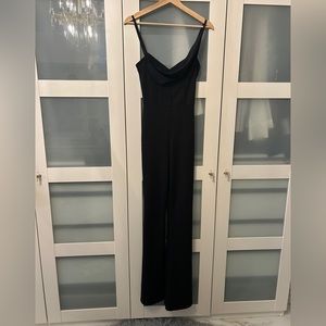 Symphony Black Cowl Neck Wide Leg Jumpsuit Size S Elegant